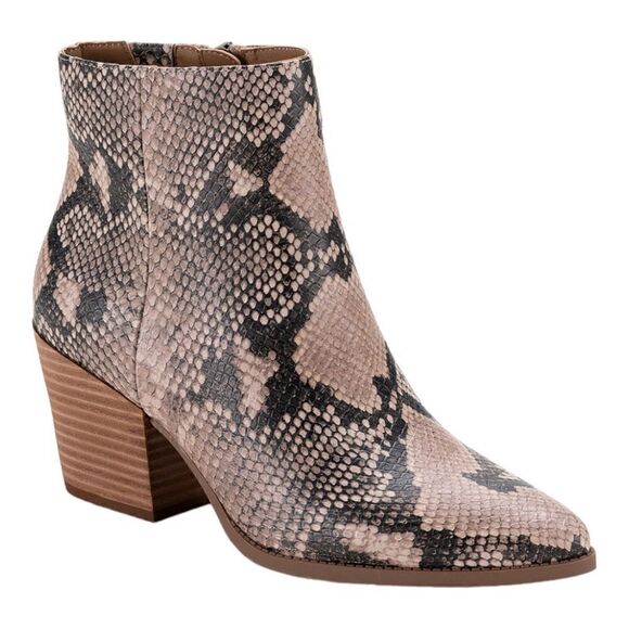 Sun + Stone Women’s Eryn Block-Heel Booties in the Size 9.5M in Ivory Snake - Picture 1 of 7